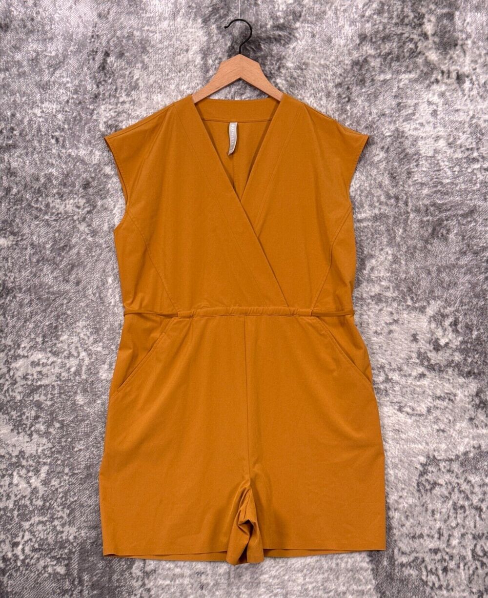 Athleta Romper Medium Womens Tech Fabric Mustard Yellow Gold